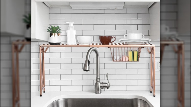 Copper metal sink rack