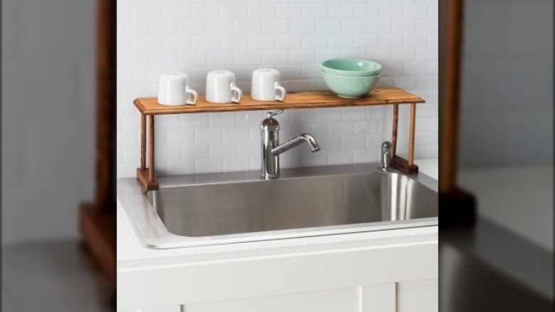 Simple wooden sink shelf