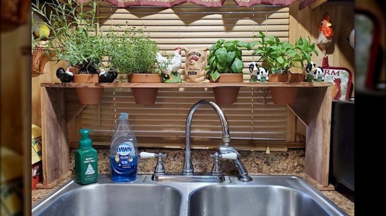 Shelf above sink in kitchen sale