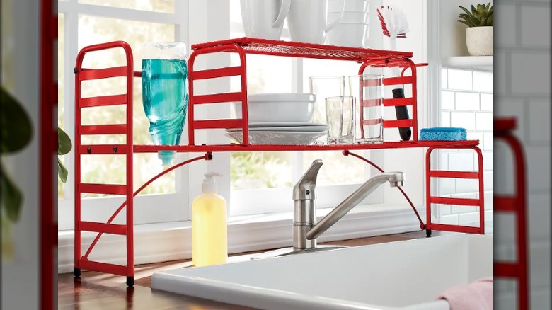 Red sink shelf