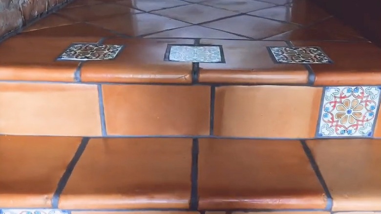 Saltillo terracotta tile stairs