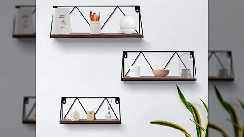 Wooden floating shelves