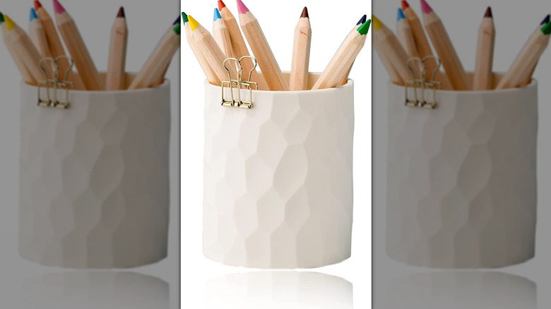 White pencil holder