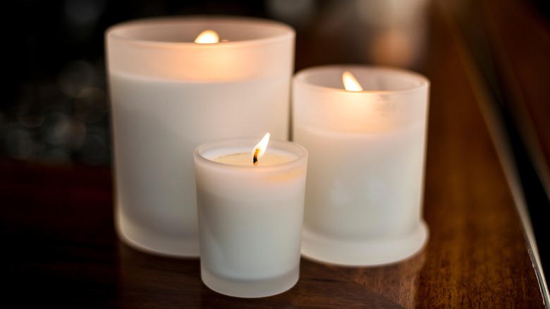 Variety of white candles