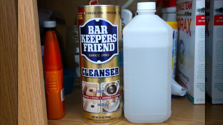 Bar Keepers Friend under cabinet