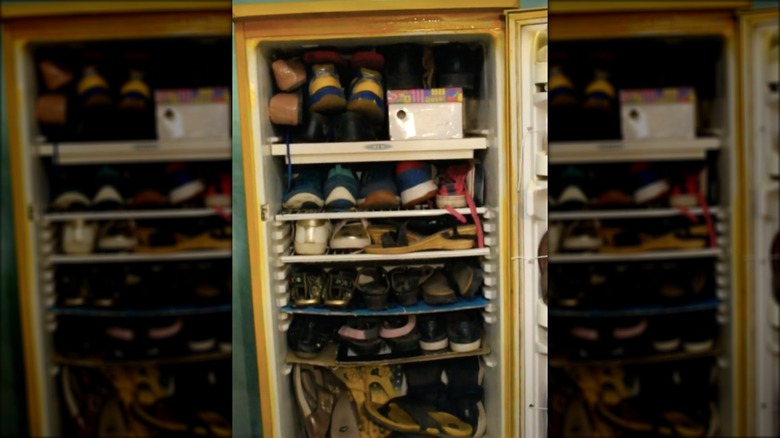 Repurposed shoe closet