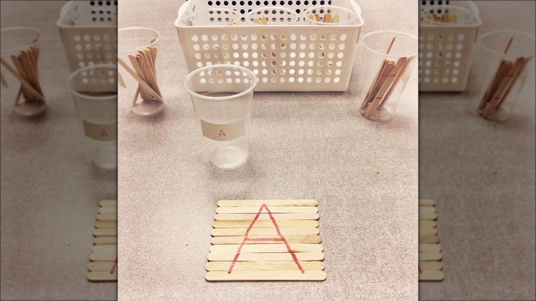 letter "a" popsicle stick puzzle