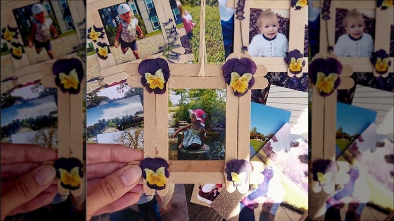 popsicle stick hanging photo frame