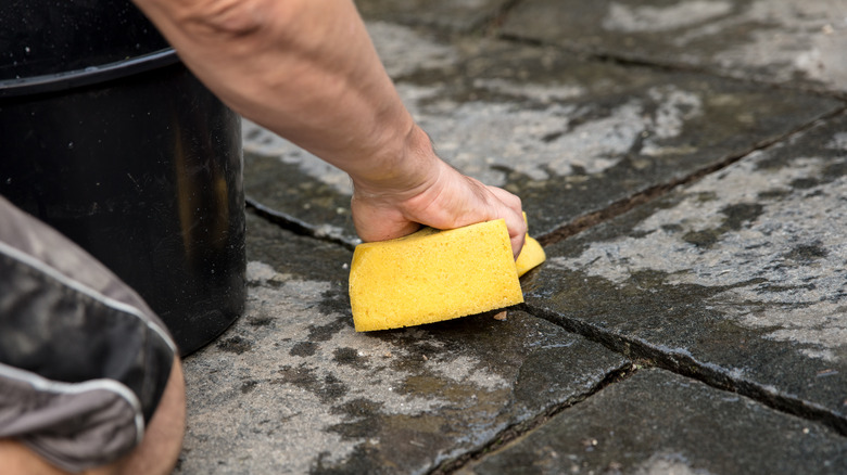 cleaning outside floor