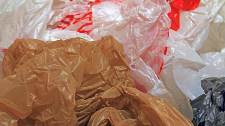 Close up of plastic bags