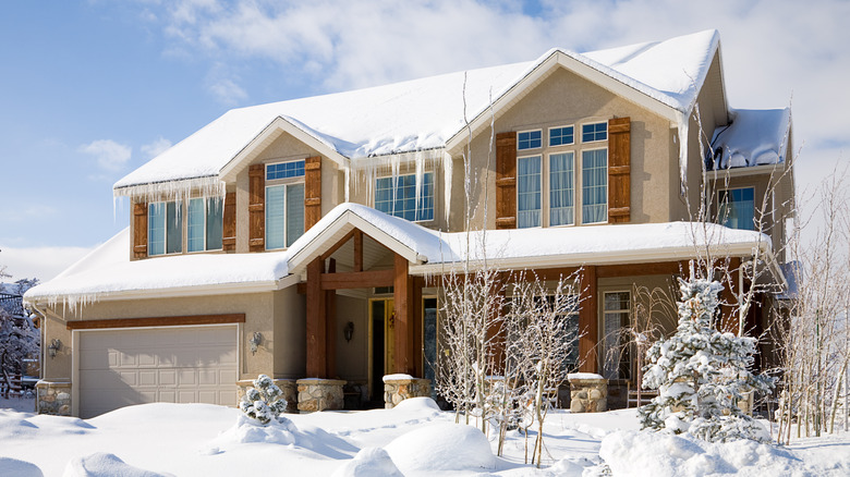 snow covered house