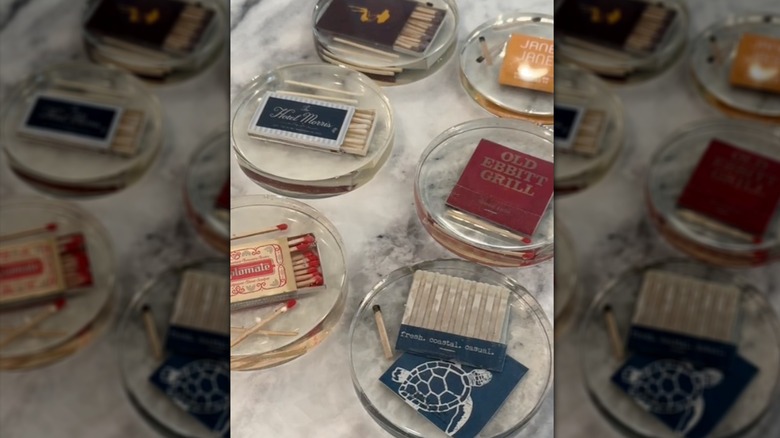 Resin coasters filled with matchbooks