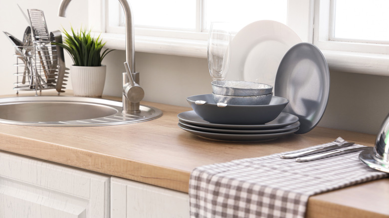 Kitchen towel laying flat on the counter