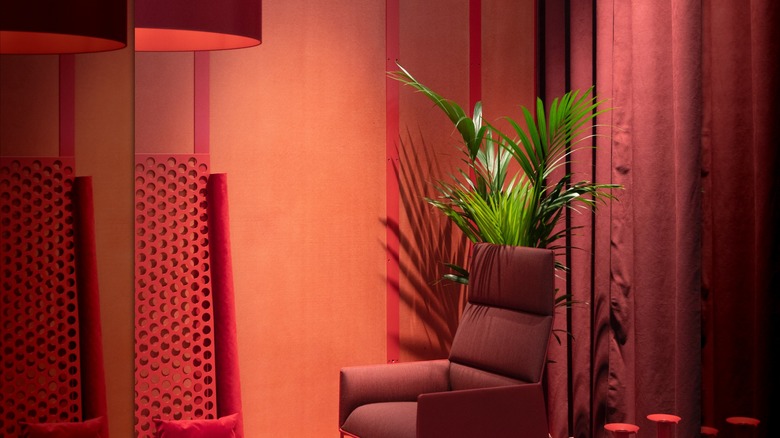 Bold pink and orange wall
