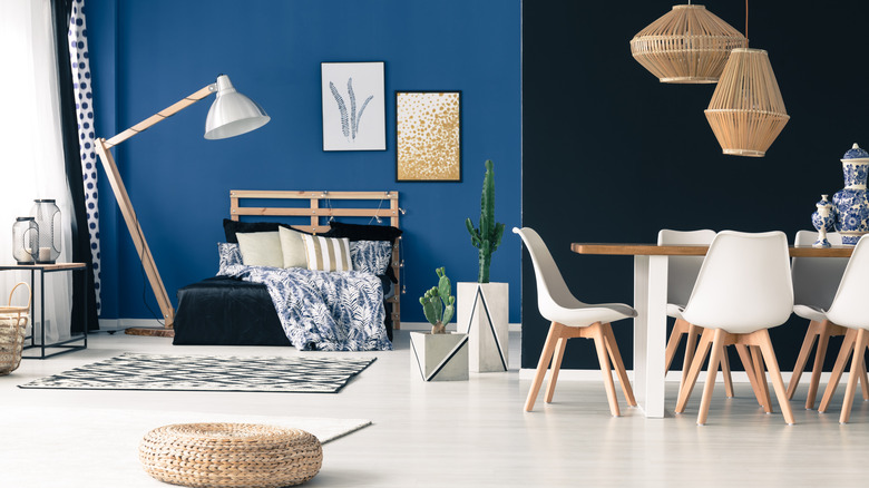 communal living with navy blue wall 