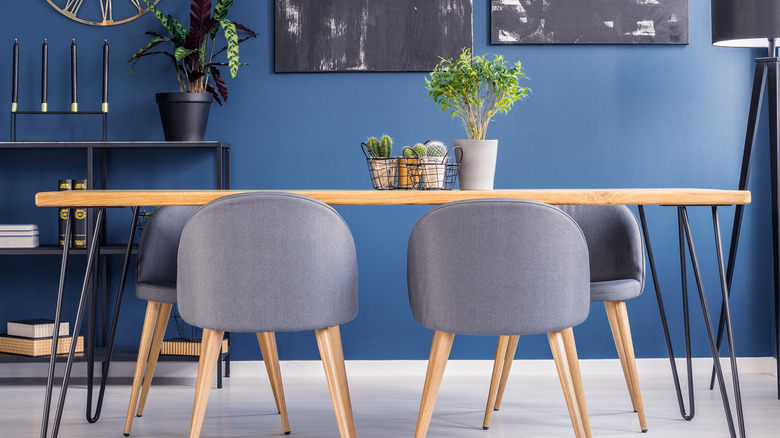 navy blue dining room 