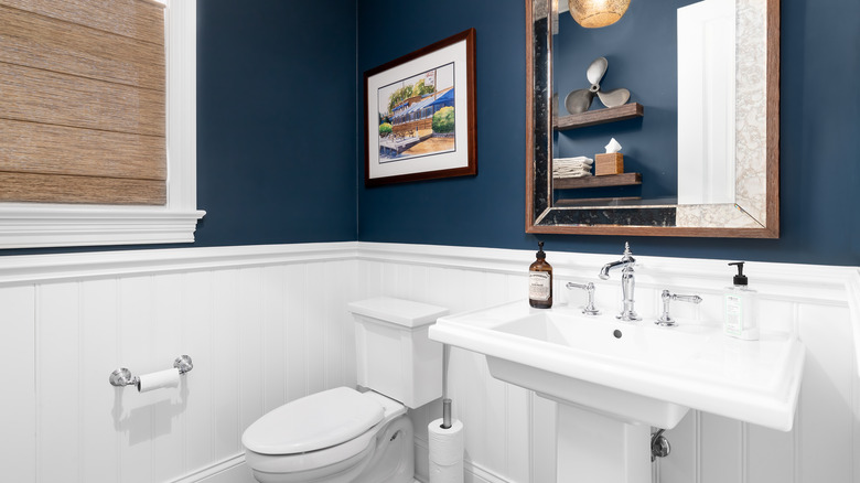 navy blue bathroom 