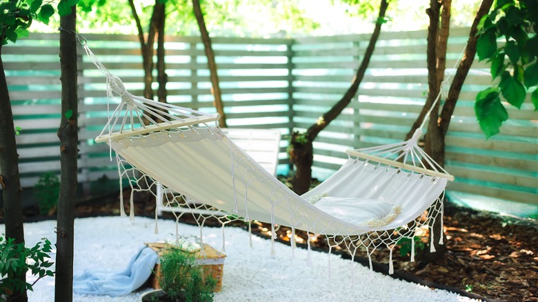 hammock in backyard