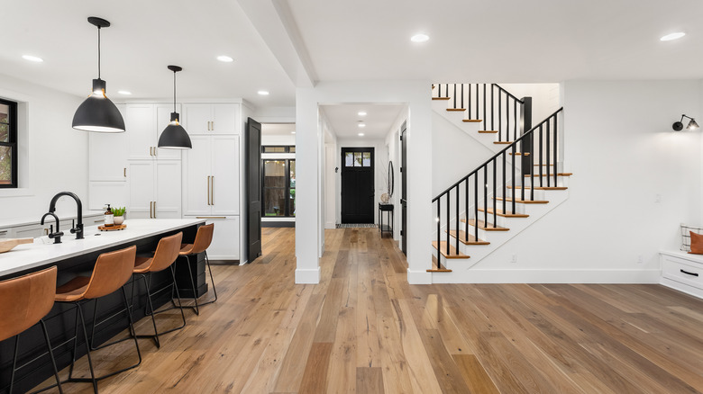 kitchen and living room open floor