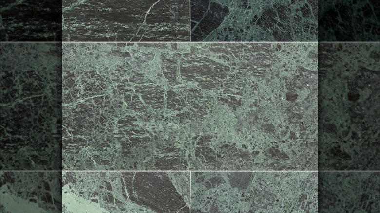 Dark green serpentine tile