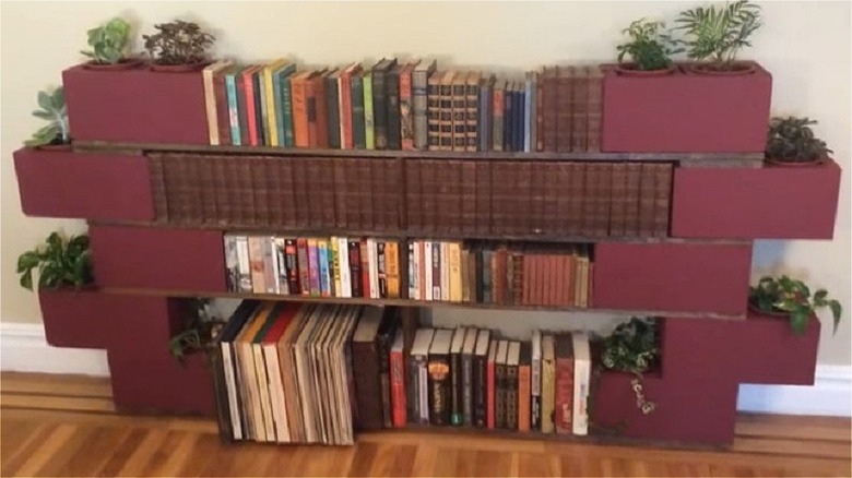 bookshelf with cinderblocks