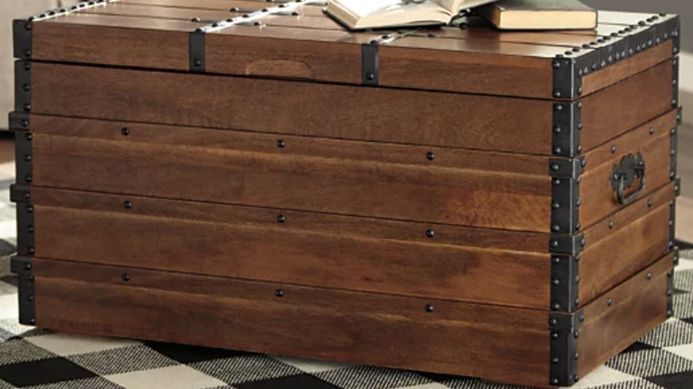 brown industrial storage trunk 