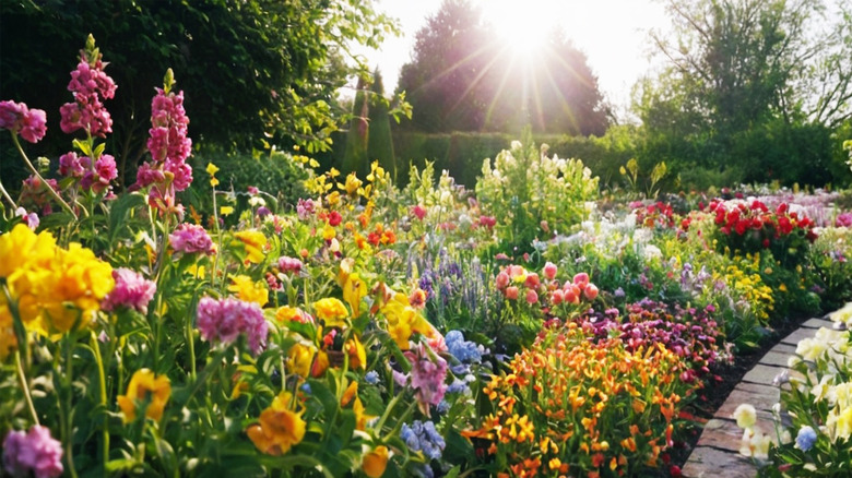 A very colorful garden in full bloom