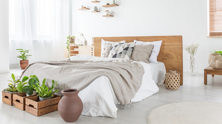 Boho bedroom with plants