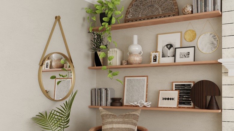 Boho shelf clutter