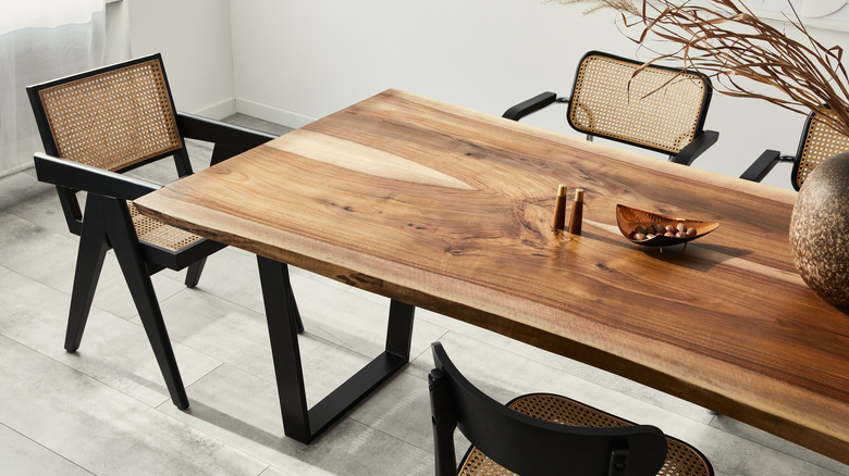 Wood dining room table and chairs