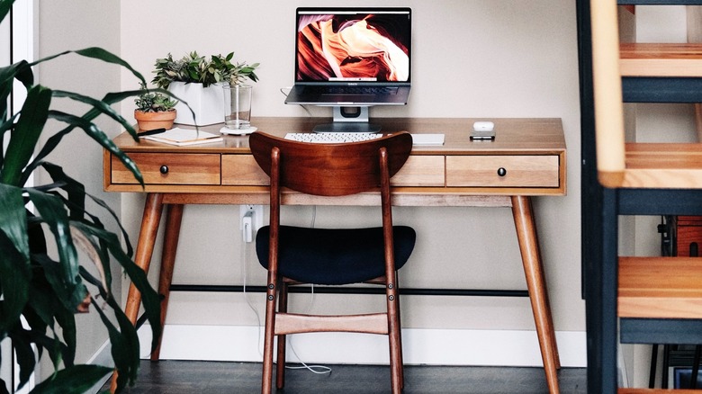 mid century modern wood desk