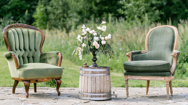 green antique chairs