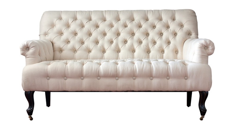 blush tufted loveseat