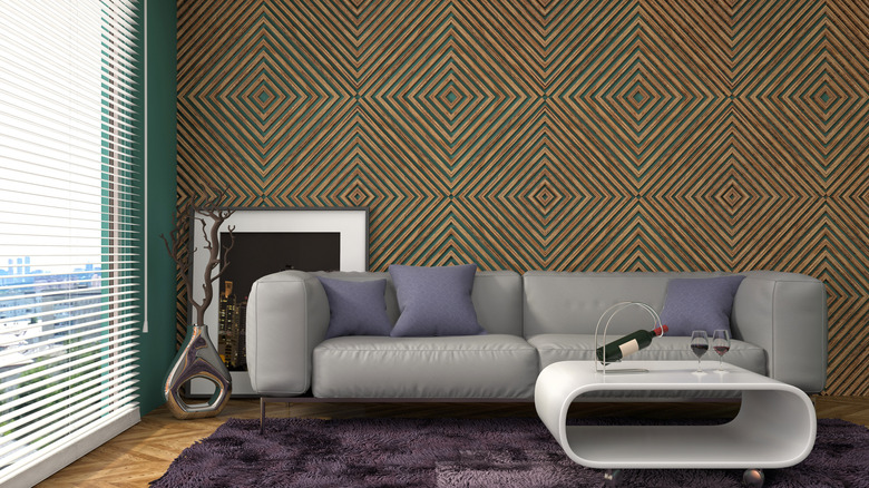 wood square patterned wallpaper 