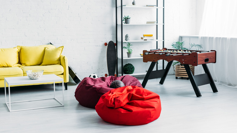 beanbag chairs in a game room