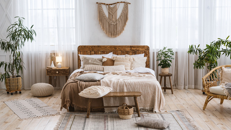 rustic bedroom with wooden furniture