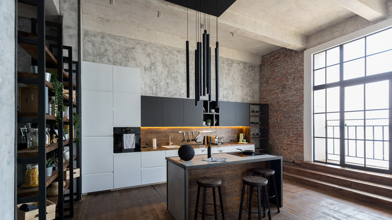 Modern industrial light fixture kitchen