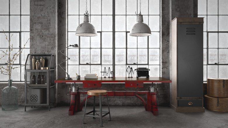 Red workbench industrial office