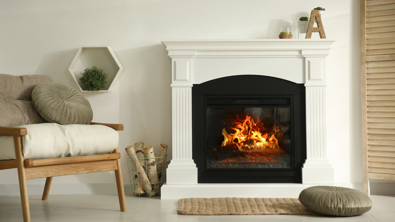 White traditional fireplace