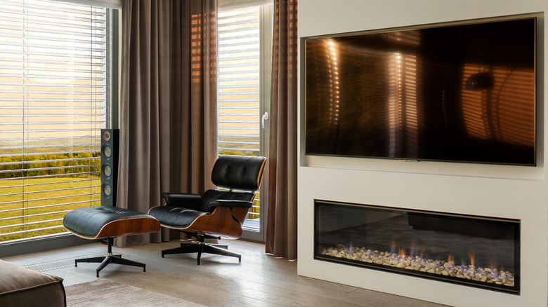 Modern fireplace and TV