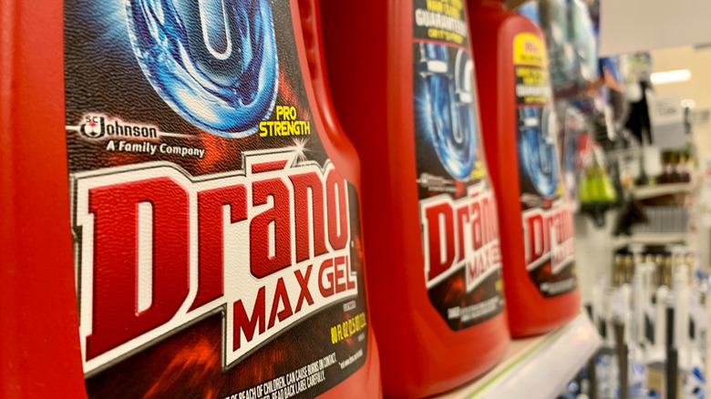 Drano on shelves 