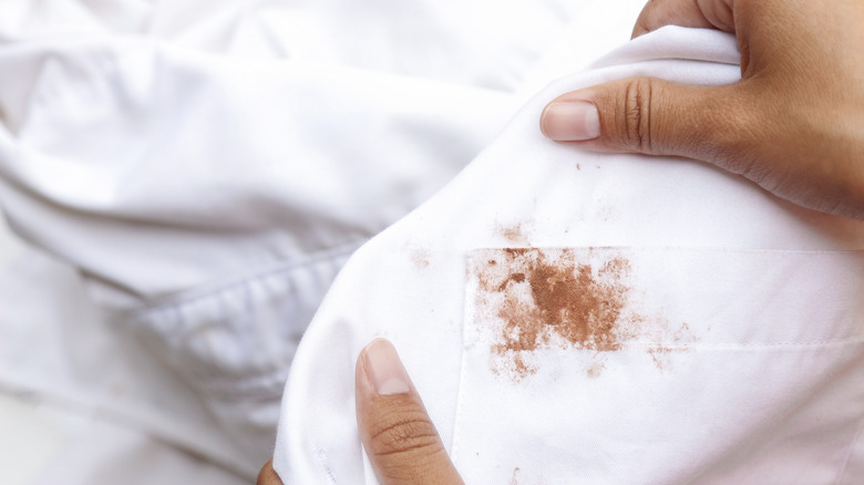 brown stain on white laundry