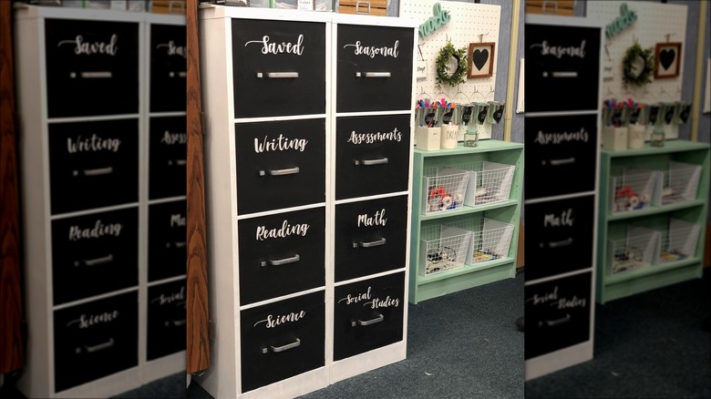 filing cabinet with chalkboard paint