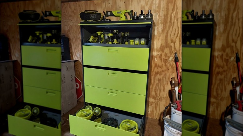 filing cabinet with tools