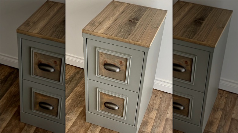 filing cabinet with wood top