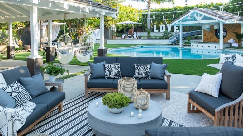 backyard furniture and pool