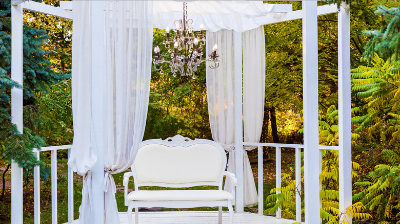 fancy chandelier in gazebo