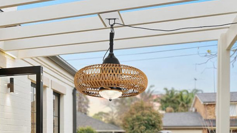 ceiling light fan on pergola