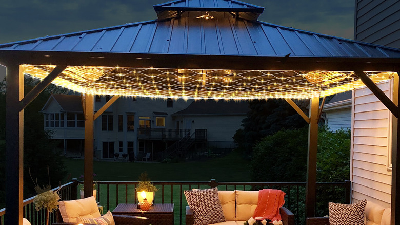 net lights on gazebo ceiling