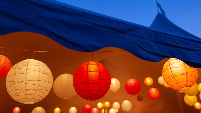 lighted paper lanterns